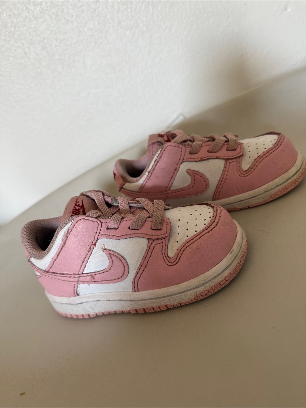 Nike Kids Pink and White Low-Cut Sneakers